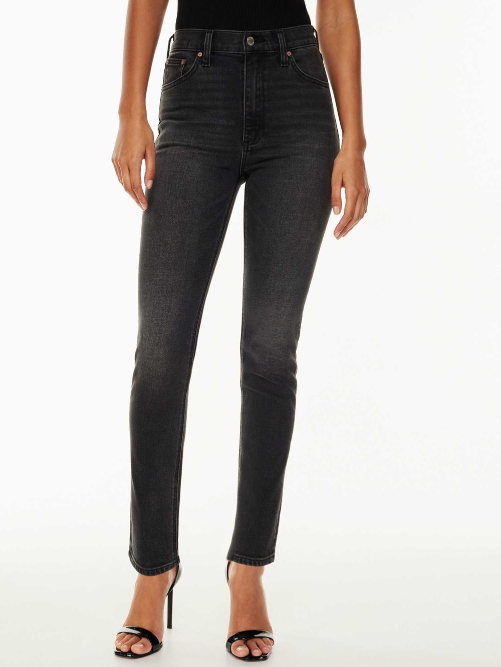 Denim Forum ($128) 80s Bardot High Rise Slim Jeans Black Liquorice Vintage Sz 27 - Picture 2 of 16
